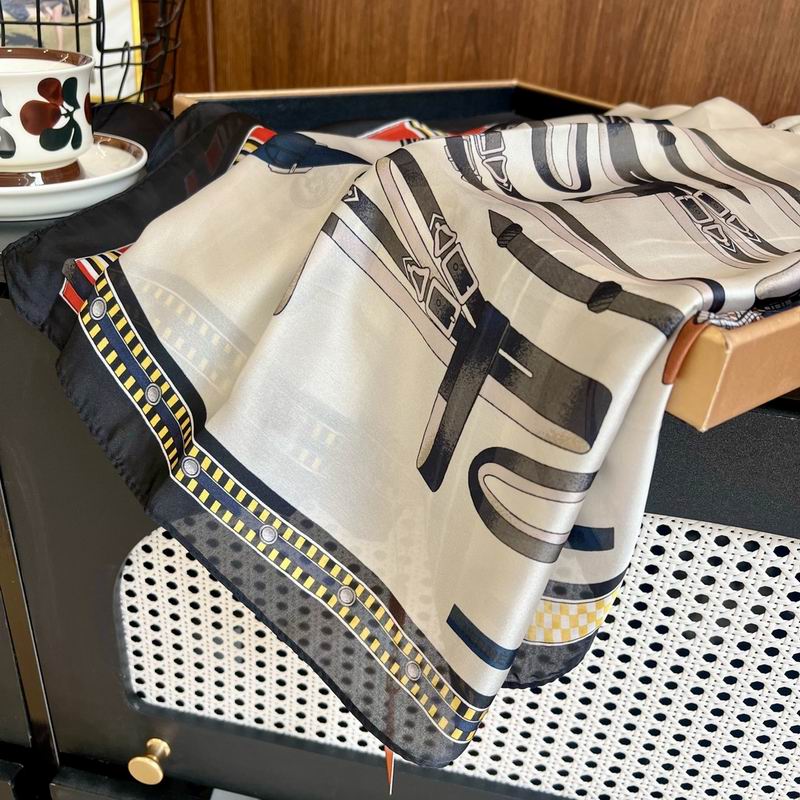 Hermes silk scarf 90-180cm E15 (19)